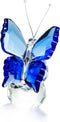 H&D Crystal Flying Butterfly with Crystal Ball Base Figurine Collection Cut Glass Ornament Statue Animal Collectible (Blue)...