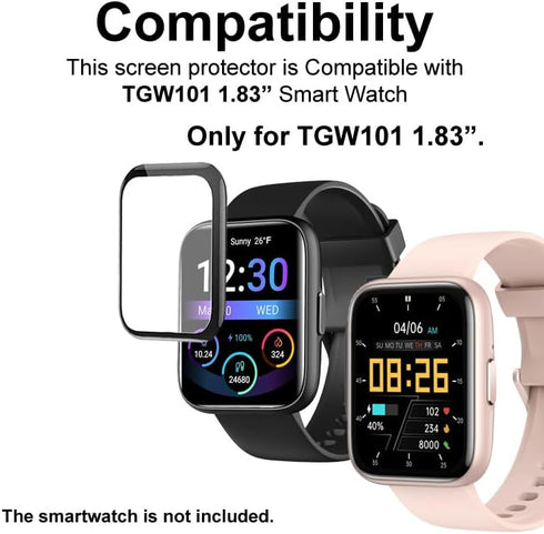 Compatible with OYV TGW101 1.83”, 3D Smart Watch Screen Protectors, 3 Piece, Full Coverage, Anti-shatter...