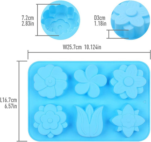 homEdge 6-Cavity Silicone Flowers Shap Mold, Set of 3PCS Non Stick Silicone Mixed Tulip, Daisy Mold for Candy Chocolate Jelly, Ice Cube – 6 Styles...