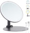 MILEDUO Rechargeable Travel Makeup Mirror with Lights, 6.3 inch Foldable Compact Mirror 850mAh Battery, 3 Color Light Touch Screen for Travel and ...
