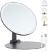 MILEDUO Rechargeable Travel Makeup Mirror with Lights, 6.3 inch Foldable Compact Mirror 850mAh Battery, 3 Color Light Touch Screen for Travel and ...