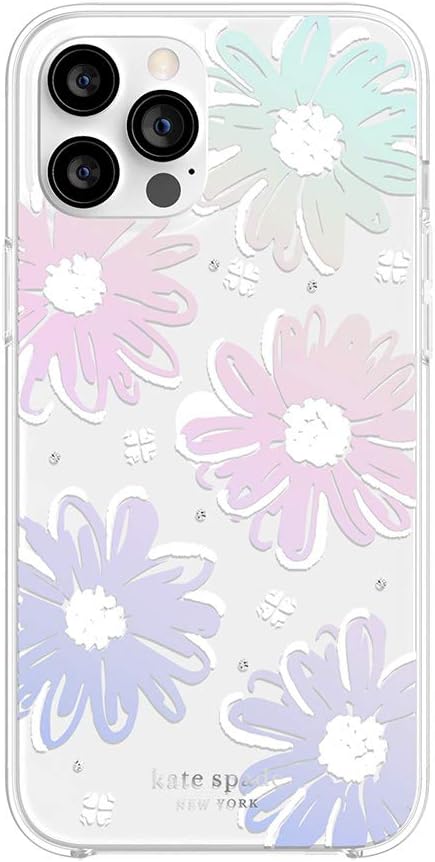 kate spade new york Protective Hardshell Case Compatible with iPhone 12 Pro Max - Daisy Iridescent Foil/White/Clear/Gems...