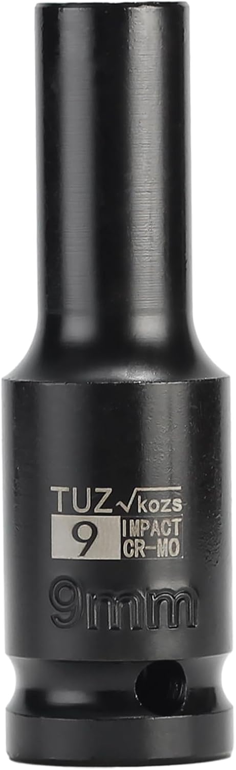 1/2-Inch Drive 9mm Deep Impact Socket with 6-Point Design, Heat-Treated Chrome Molybdenum Alloy Steel, Metric?Hex Deep Socket...
