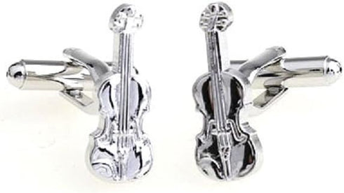 Violin Pair Cufflinks in a Presentation Gift Box & Polishing Cloth...