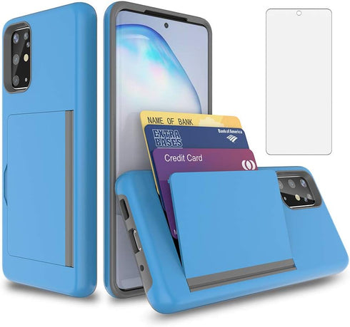 Phone Case for Samsung Galaxy A51 5G with Tempered Glass Screen Protector Cover and Credit Card Holder Hybrid Cell Accessories Rugged Glaxay A 51 ...