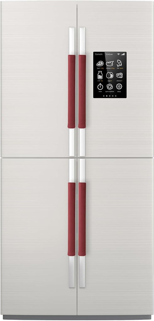 Sheskind Refrigerator Door Handle Cover Kitchen Appliance Decor Handles Antiskid Protector Gloves for Fridge Oven Keep Off Fingerprints,Liquid,Oil Stain,Food Spot,2 Pieces (16"*4", Burgundy)