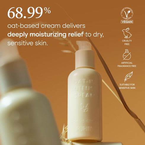 PURITO Oat-in Intense Cream 150ml / 5.07 fl. oz, Vegan Ingredients, Cruelty-Free, Facial cream...