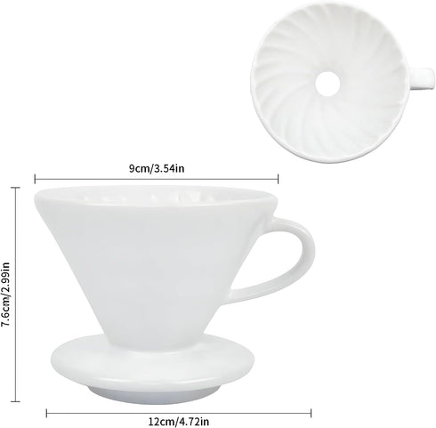 Pour Over Coffee Maker, Single Cup Coffee Dripper, Manual Porcelain Slow Brewing Accessories for Travel, Camping, Office, Home, Cafe, Coffee Gifts...