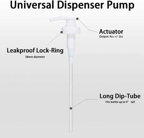 Gallon Pump Dispenser, Fits Most 1 Gallon Jugs and Containers 38/400 Snow Cone Syrup Pump Lid Top Replacement for Sanitizer, Lotion, Shampoo, Cond...