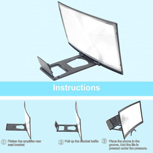 12 Inch 3D Curved HD Phone Screen Amplifier Foldable Phone Holder Suit for All Smartphones......