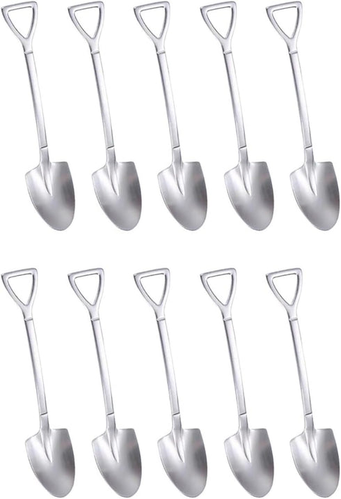 Smilesunus 10 Pcs Mini Shovel Spoons Dessert Spoons Stainless Steel Ice Cream Yogurt Spoons...