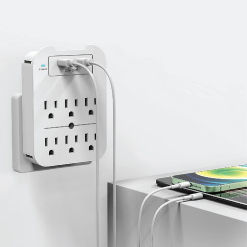 Multi Plug Surge Protector, 6 Outlet with 2 USB A and C Charging Ports 2.4 A ETL Certified Tech2 Multi Outlet for Home, School, Office......