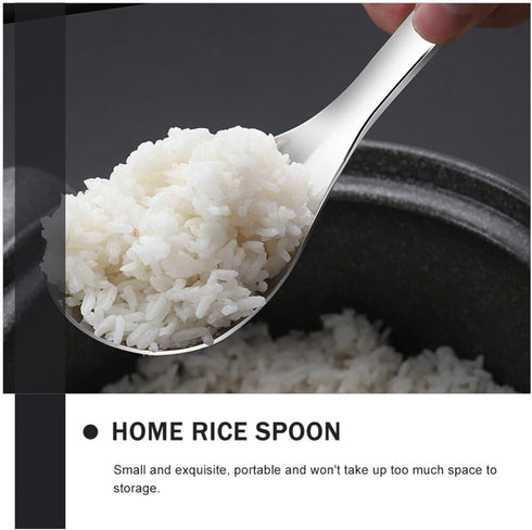 BESTonZON Rice Paddle Rice Spoon Stainless Steel Kitchen Utensil Rice Scooper Rice Spatula Soup Scoop Food Serving Spoon for Home Restaurant...