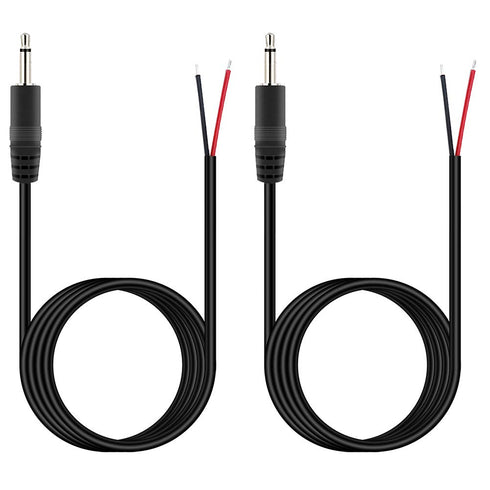 Fancasee 2 Pack 6 ft Replacement 3.5mm Male Plug to Bare Wire Open End TS 2 Pole Mono 1/8" 3.5mm Plug Jack Connector Audio Cable Repair...