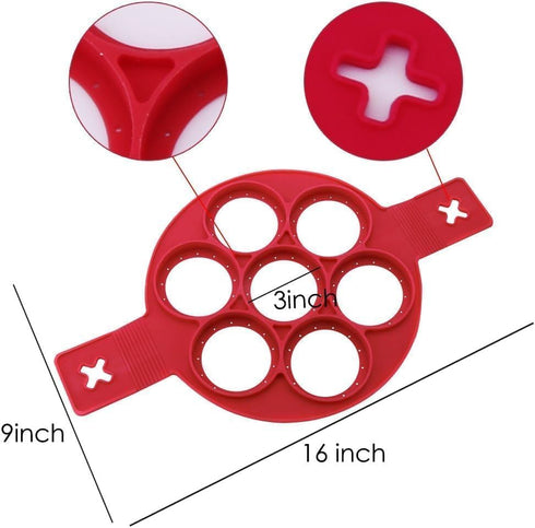 Flip N Cook Pancake, Flip N Cook Silicone Pancake Mold, Flip and Cook Pancake Maker, Reusable Fried Egg Molds, Flip'n'cook Silicone Pancake Mold, ...