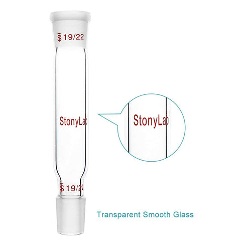 stonylab Glass Straight Connecting Adapter, 90mm from 19/22 Outer Joint to 19/22 Inner Joint for Laboratory Lab Supply, Borosilicate Glass...
