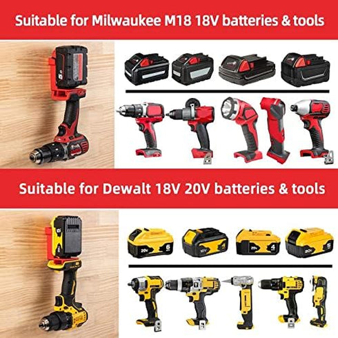 5 Pack Tool Mount for Milwaukee 18V Drill; Battery Holder for Milwaukee M18 Battery MOUNT/Hanger/Dock Holder Fit for 48-11-1820 48-11-1850 48-11-1...