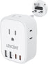 LENCENT US to UK Ireland Travel Plug Adapter, Grounded Type G Outlet Adaptor with 4 USB Charger(2 USB C), 4 Outlets Converter for USA to Dubai Sco...
