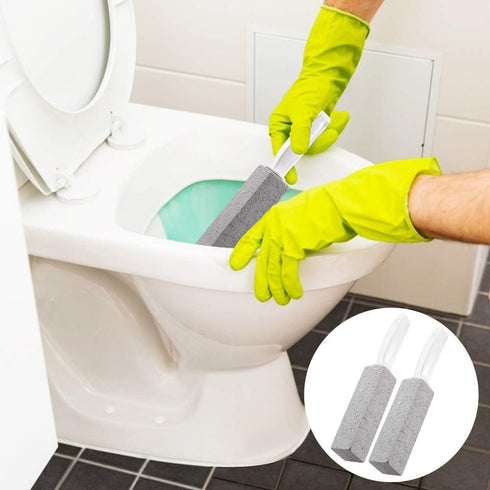 2 Pack Toilet Cleaner Hard Water Build up Remover with Ergonomic Handle, Toilet Bowl Stain Ring Remover, Pumice Stone Toilet Cleaner Tool Stain Re...