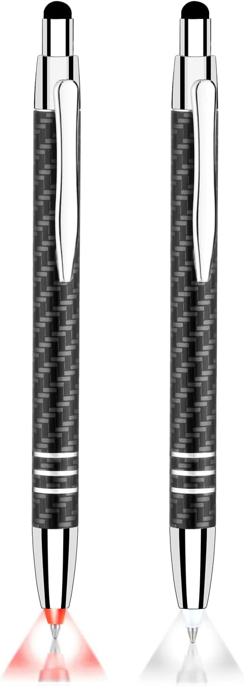 Pen with Light, 3-in-1 Lighted Tip Pen with Capacitive Stylus (LED Light + Ballpoint Pen+ Stylus) Light Up Pen LED Penlight Lighted Pens for Writi...