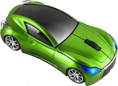 Cool Sport Car Shape 2.4GHz Wireless Mouse Optical Cordless Mice with USB Receiver for PC Laptop Computer 1600DPI 3 Buttons Green...