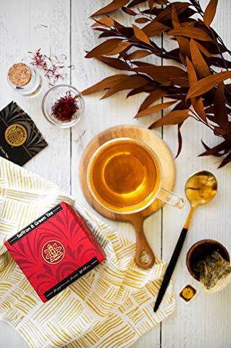 Buddha Teas - Saffron & Green Tea - For Health & Wellbeing - Wild Crafted Tea - With Antioxidants & Minerals - Clean Ingredients - Caffeinated - O...