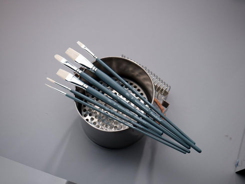 Winsor & Newton Foundation Oil Hog Brush Set, Short Handle, Round Filbert & Flat, 6 Pack...