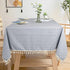 ShinyBeauty Embroidered Tablecloth - Premium Cotton Linen Farmhouse Decor for Kitchen/Dining Table, 55"x55", Grey Solid with Handmade Tassel Trim ...