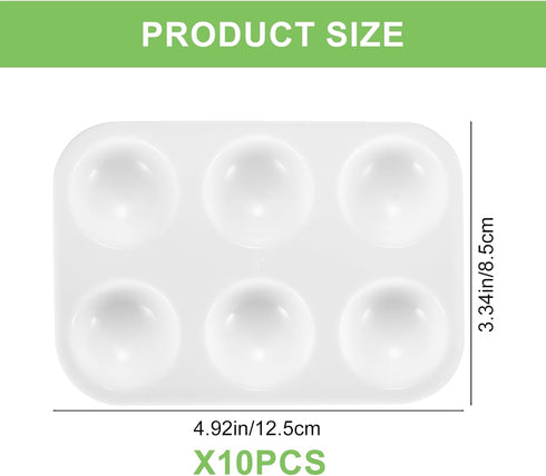 10 Pcs Plastic Paint Tray Palettes, Paint Tray Palettes for Painting Tray, Rectangular White Paint Palette Tray,Watercolor Oil Paints Acrylic Pale...