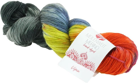 Lana Grossa Hand Dyed Meilenweit 100 Merino Rainbow Yarn, 616 Vipin......