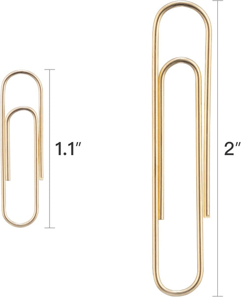 Paper Clips Assorted Sizes, Large Paper Clips, Small Paper Clips, Paper Clip, 300 Gold Paper Clips, (3 Boxes of 100 Each)...