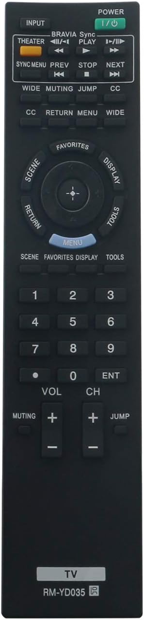 RM-YD035 Replacement Remote Control fit for Sony Bravia TV KDL-22BX300 KDL-32BX300 KDL-32FA600 KDL-32EX301 KDL-32EX400 KDL-40EX401 KDL-40EX400 KDL...