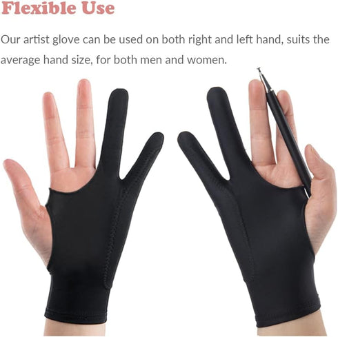 Drawing Glove, 3-Layer Palm Rejection Digital Art Glove for Graphic Tablet, Artist Gloves with Two Fingers for iPad, Paper Sketching, Smudge Guard...