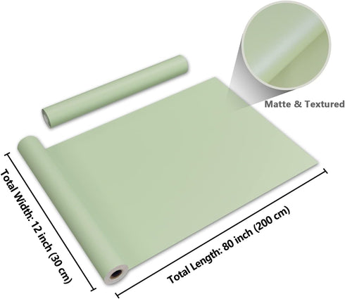 CRE8TIVE Sage Green Wallpaper Stick and Peel 12"x80" Self Adhesive Matte Light Green Contact Paper for Countertops Waterproof Solid Color Green Re...