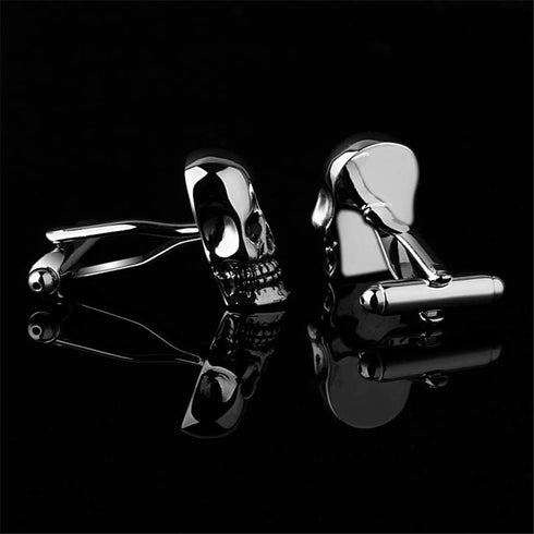 BXLE Cool Skull Cuff-Links, Unique 3D Skeleton Cufflinks, Gothic Shirt Studs Button for Young Men Theme Party, Groomsmen Gift, Pirate & Punk Style...
