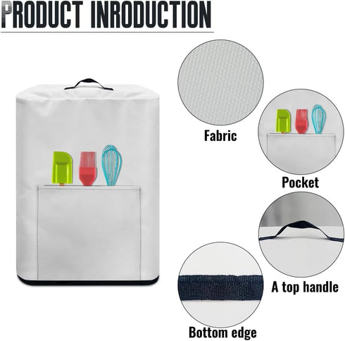Insulated Air Fryer Kitchen Appliance Cover with Handle and Storage Pocket for Spoon/Cooking Utensils/Recipes, Easy Cleaning Home Decoration, Roos...