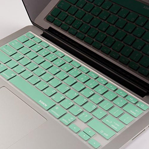 XSKN Hebrew Israel Language Mint Green Color Silicone Keyboard Skin Cover for 2015 and Ealier Released MacBook Air 13, Pro 13 15 17 inch, US Layou...