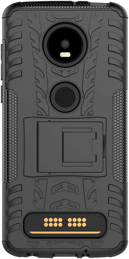 Moto Z4 Phone Case, Moto Z4 Case, Dual Layer Shockproof Slim Protective with Kickstand Hard Phone Cases Cover for Moto Z4 Play (Black)...