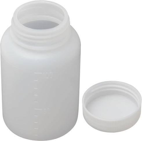 Bettomshin 5Pcs 100ml PE Plastic(Food Grade) Bottles, Wide Mouth Lab Reagent Bottle Liquid/Solid Sample Seal Sample Storage Container with Graduat...