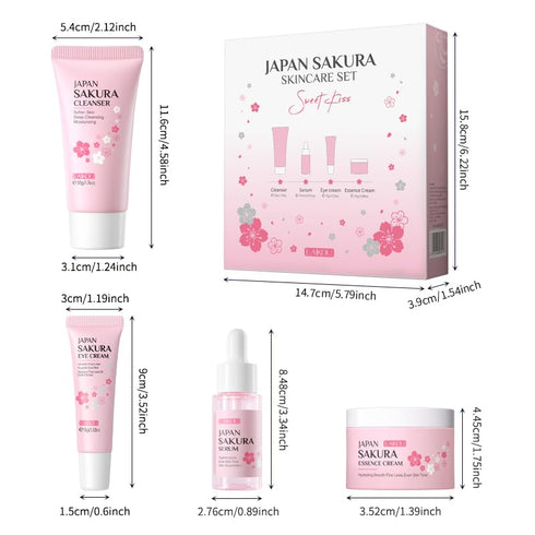 Skin Care Set JAPAN SAKURA Beauty Gift Sets Skin Care Kit with Cleanser, Serum, Eye Cream, Face Cream Travel Kit for Women Mom Wife Teen Girls Gen...
