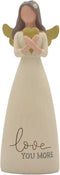 Blossom Bucket Love You More Heart Soft Cream 6 inch Resin Stone Collectible Angel Figurine...