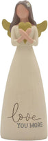 Blossom Bucket Love You More Heart Soft Cream 6 inch Resin Stone Collectible Angel Figurine...
