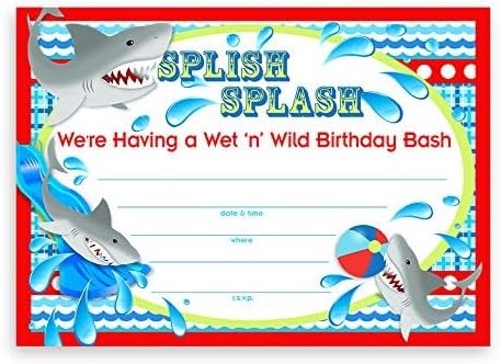 Shark Party LARGE Invitations - 20 Invitations 20 Envelopes...