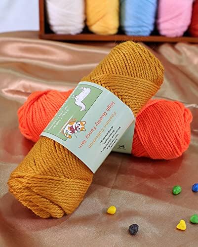 Baby Alpaca Wool Blend Yarn Worsted Weight 3 skeins (100g/each) Art Crafts Crochet and Knitting Sunny Cat Premium Brand (04 Cream Yellow)......
