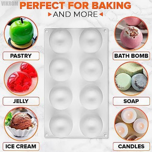 8 Cavity Apple Silicone Mold - 11.22 x 6.69 x 2.3 Inches Apple Mold for Baking, Good for Pastry, Jelly, Ice Cream, Soap, and Candles, Non-Stick an...