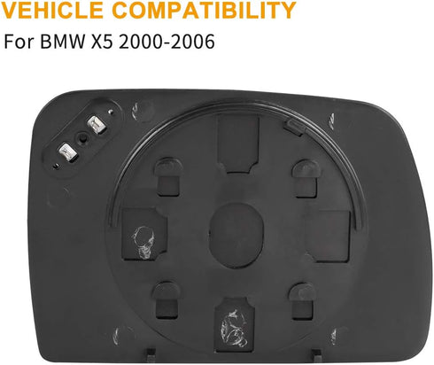 X AUTOHAUX Car Driver Left Side Rearview Mirror Glass Heated with Backing Plate for BMW X5 2000-2006...
