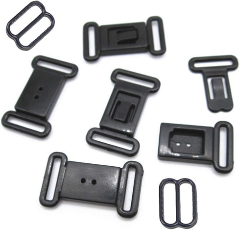 50 Sets Adjustable Bow Tie Clips Plastic Snap Buckles Hook Fastener for Necktie Strap (Black)...