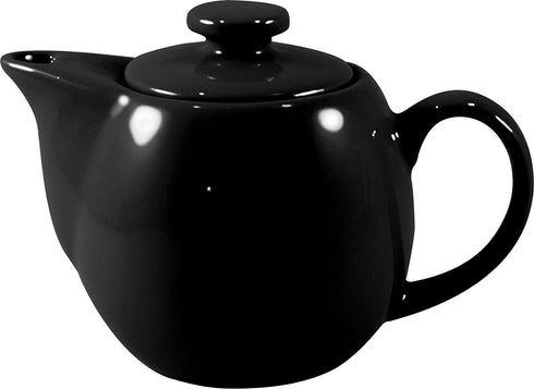 OmniWare 14 Oz Stoneware Teapot with Stainless Steel Mesh Infuser (Black) - Microwave & Dishwasher Safe, Removable Infuser, Retro-Style Kitchenwar...