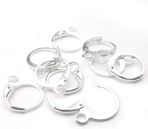 160 Pcs Round Hypoallergenic Lever Back Dangle Ear Wire With Open Loop French Hook for DIY Jewelry Making (Silver-12785)...