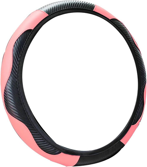 15 Inch Car Steering Wheel Cover, Carbon Fiber Microfiber Leather Elastic Stretch, Anti-Slip Breathable Steering Wheel Protector for Women Men, Ca...